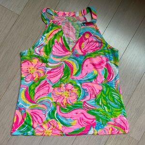 Lilly Pulitzer Arya So Appealing Pink halter top with elephants